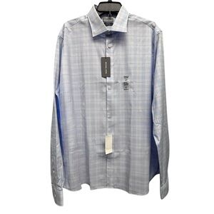 NWT Michael Kors Men's XL RegFit Light Blue, White and Purple Check Dress Shirt